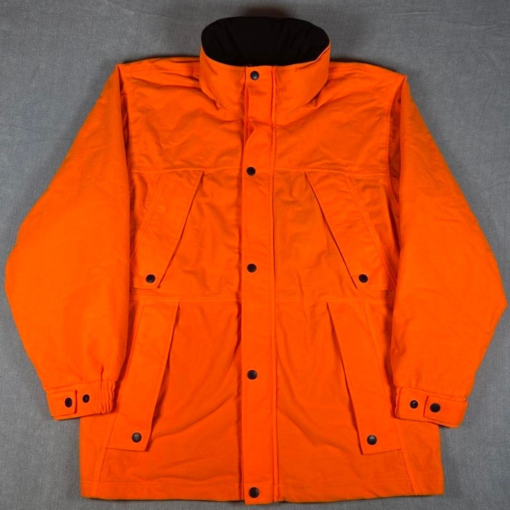 Master Sportsman Blaze Orange Hunting Jacket Mens Large Mesh Lined Full Zip